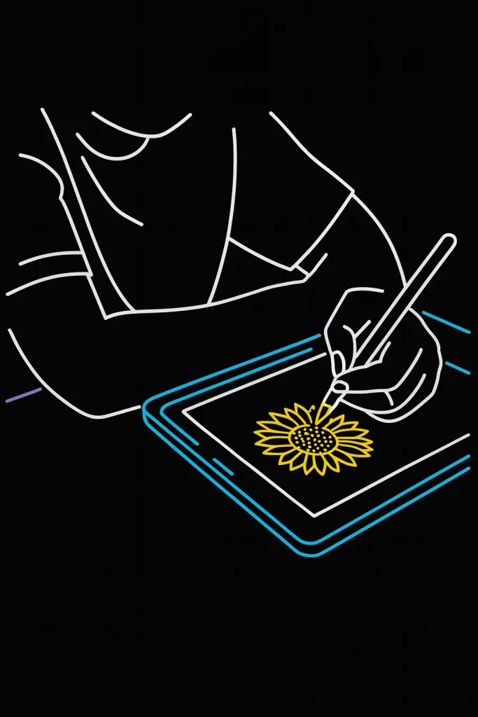 A professional digital banner with a dark background and a clear, stylized title reading "Graphic Designing," featuring abstract visuals, color swatches, or artistic elements to represent creativity and visual communication.