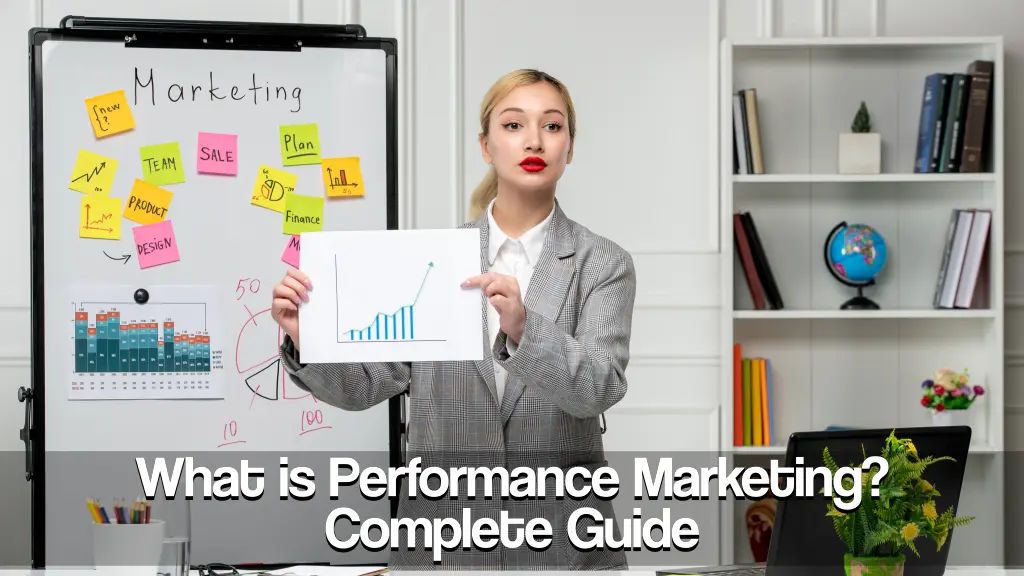 Marketing professional presenting a performance growth chart during a strategy session.