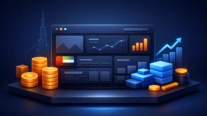 Cost to Build a Website with charts and coins representing website development costs and growth.
