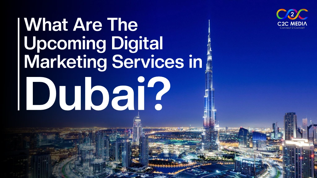 Dubai skyline with headline about upcoming digital marketing services in Dubai.