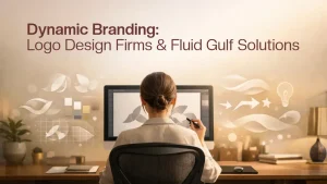 Designer creating dynamic branding and logo design firms solutions for Gulf businesses
