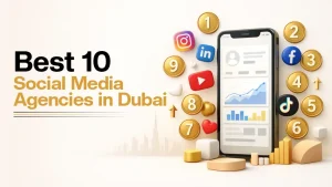Best 10 Social Media Agencies in Dubai with Mobile Analytics Dashboards and social media icons