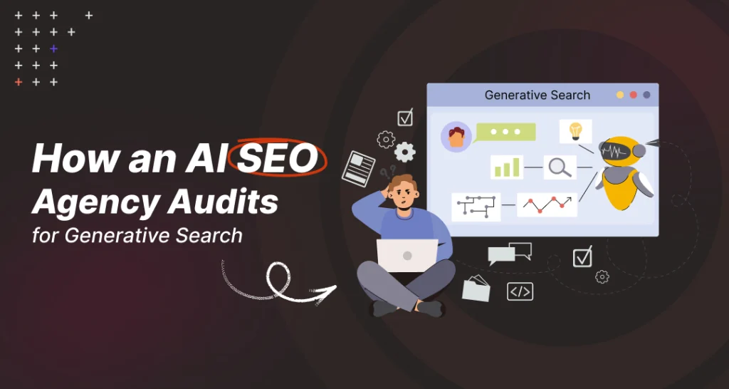 AI SEO agency auditing generative search performance with analytics dashboard and optimization tools